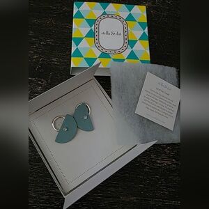 STELLA & DOT: Color Pop Front Facing Hoops Silver Reversible Leather Earring NEW